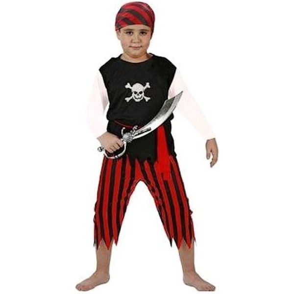 Pirate Boy -asu, 4-6 vuotta vanha - Corsair - paita, housut, vyö, huivi - punainen, musta röd och svart