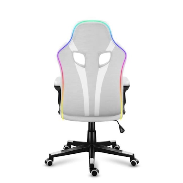 Gaming stol - HUZARO - Force 2.5 RGB - LED-belysning - Åndbart stof - Ergonomisk design Vit