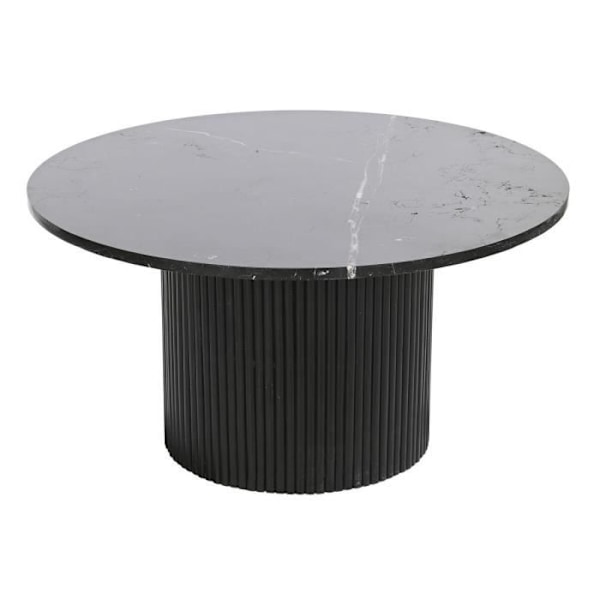 modern stil soffbord svart trä, marmor 80 cm