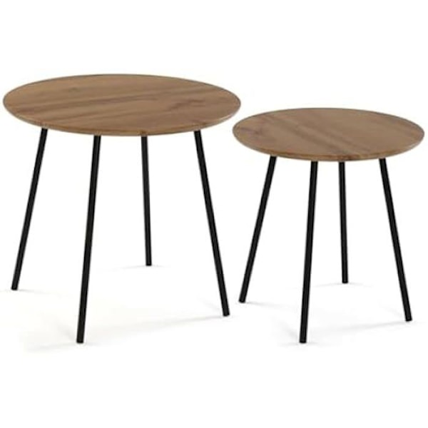 Sivupöydät - VERSA - 2 kpl setti - Metalli ja MDF puu - Pyöreä - 50 cm korkea Flerfärgad