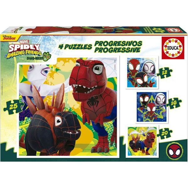 Pusselprogresser - EDUCA - Dino Spidey - 12+16+20+25 bitar