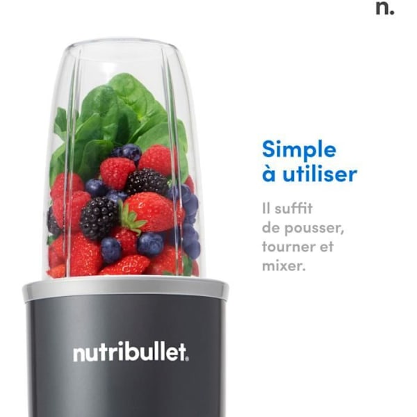 Blender - NUTRIBULLET - NB606DG - 600 W - 2 inkluderede kopper 700 ml og 500 ml - Grå - BPA-fri Grå