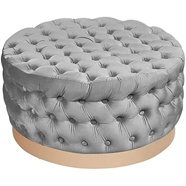 Puff - DKD HEMINNREDNING - Modell S3023068 - Grå - 78 x 78 x 40 cm - Modernt tyg Grå, flerfärgad