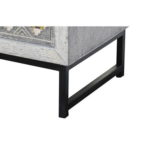 Kommode af keramik og mangotræ - Hvid - 80 cm