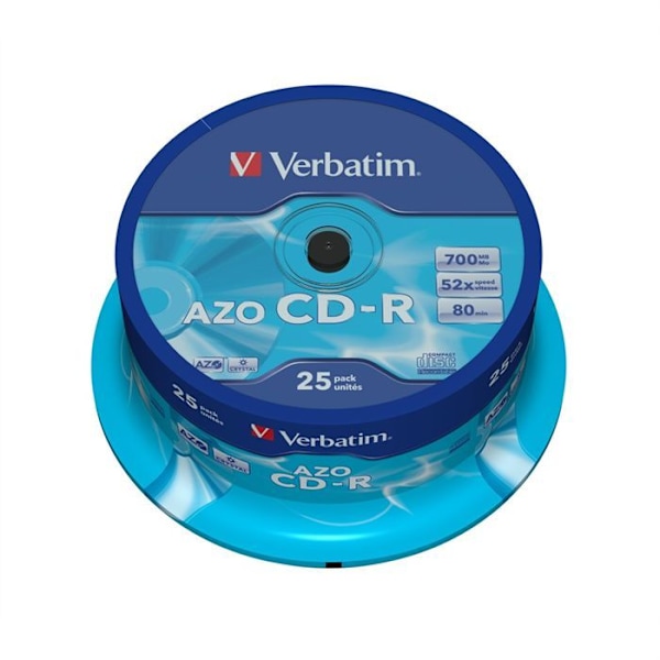CD-R VERBATIM 80 min 52x (25) - 700 MB Super Azo - Kageæske