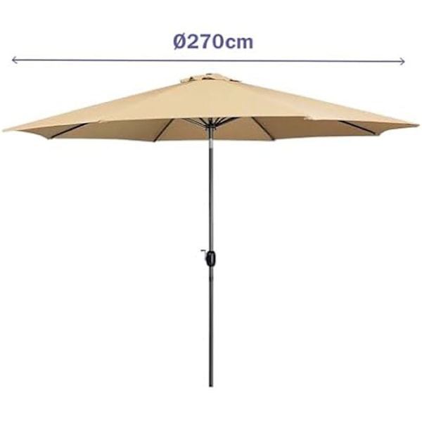 Parasol - Marbueno - 10482 - Stål - 270 cm - Brun - Fällbar kastanj