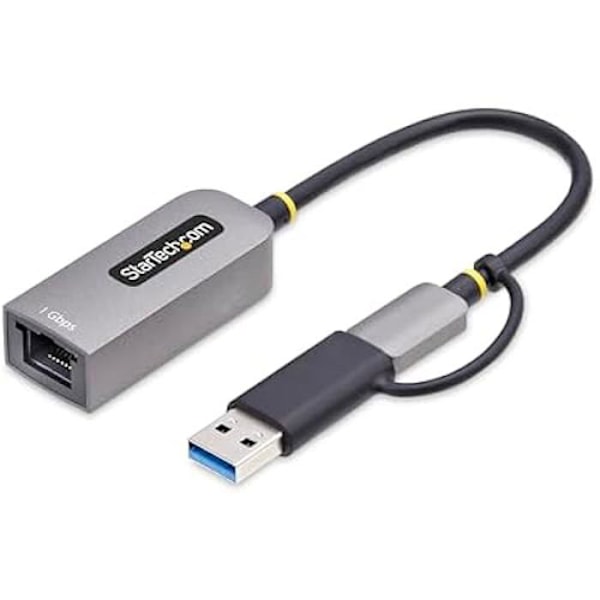 StarTech.com USB-C - Ethernet -adapteri USB-A -donglella, 10/100/1000Mbps, USB 3.0 -verkkosovitin Ethernetiin