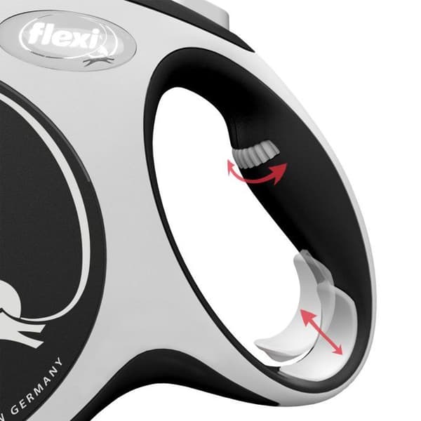 Flexi New Comfort Black webbing 8m: L - FLEXI Svart