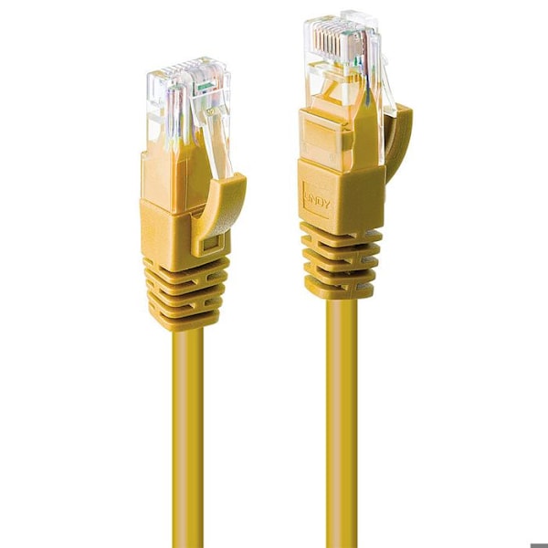 RJ-45 (M) patchledning til RJ-45 (M) 2 m UTP CAT 6 støbt, uden krog, blokeret gul - LINDY