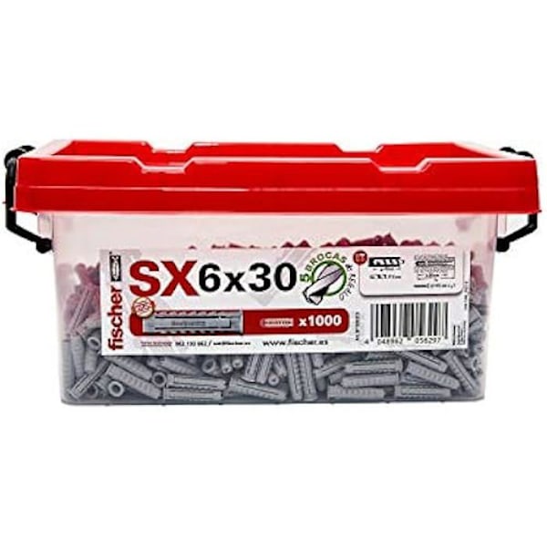 Skruvlåda - FISCHER - Big Box SX 6x30 - 1.000 skruvar - 5 borrar ingår - Manuell fästning
