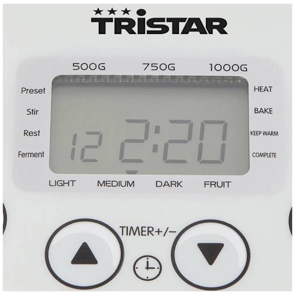 Brødmaskine - TRISTAR - BM-4586 - Kapacitet 1000 gr - 19 programmer - Glutenfri funktion
