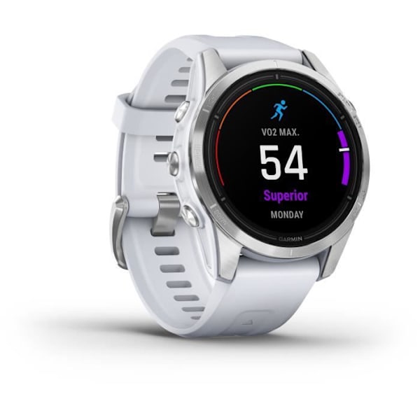 GARMIN - Epix Pro (Gen2) - Højtydende smartur - 42 mm - Stål, Sølv med hvid rem