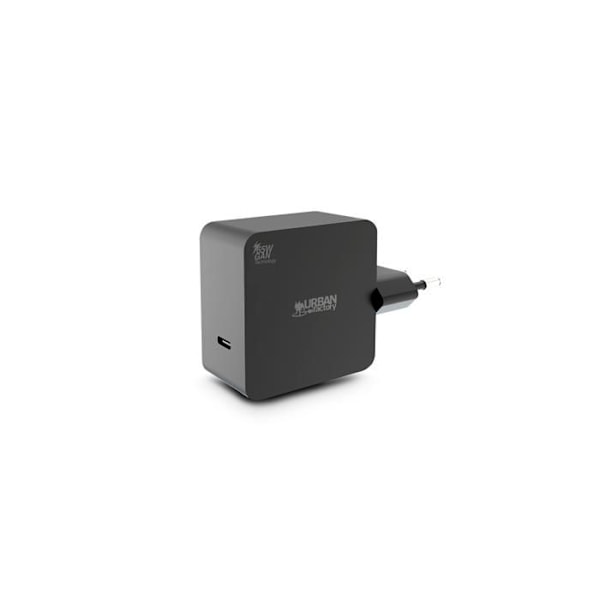 USB-C verkkosovitin - Urban Factory - GPS65UF - 65W - Musta - Suunniteltu tietokoneelle musta