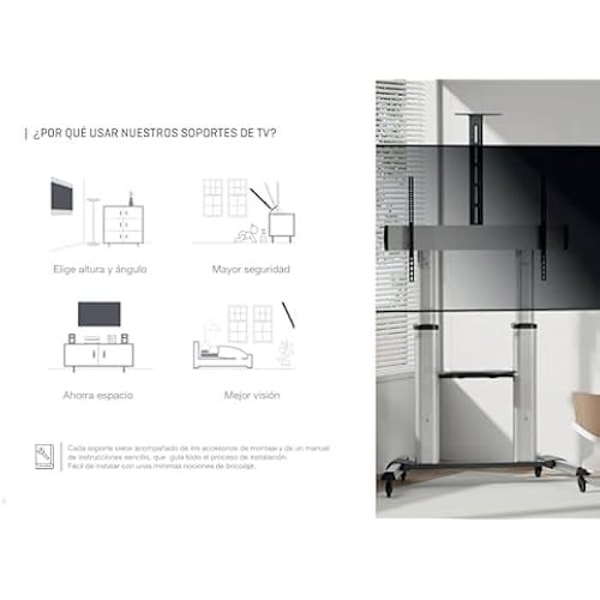Justerbar TV Stand - FONESTAR - 32-55 tommer - Metal - Sort - Moderne design