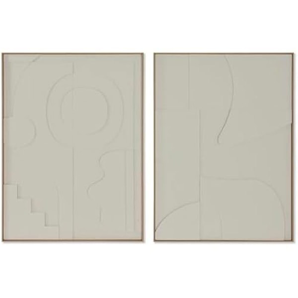 Maleri - HOME ESPRIT - Skandinavisk abstrakt - 75 x 100 cm - 2 enheder - Flerfarvet mångfärgad