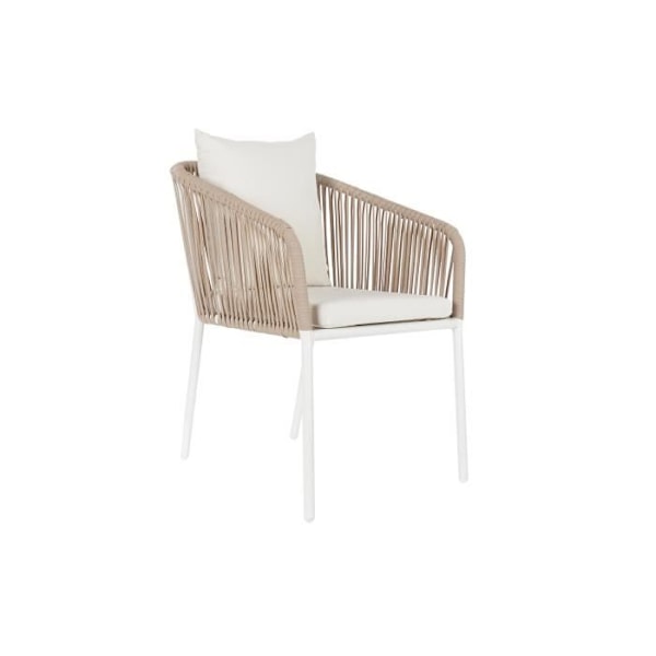 beige bord + stolesæt glas polyester aluminium reb (160 x 90 x 75 cm) (7 stk)