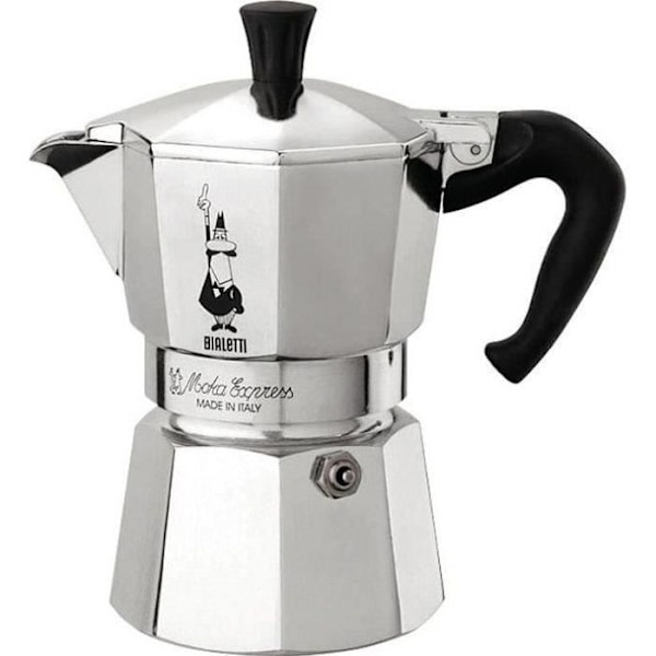 BIALETTI 18-kops Moka Express kaffemaskine Metall och svart