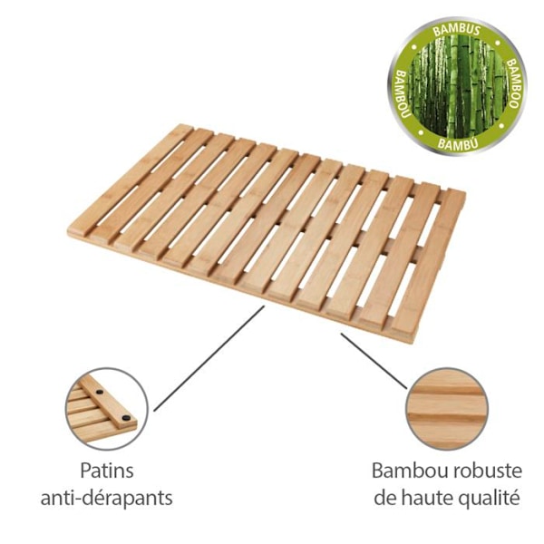WENKO duschgaller i trä, utomhusgaller, badrumsmatta i bambu, bambu, 40x60 cm, brun