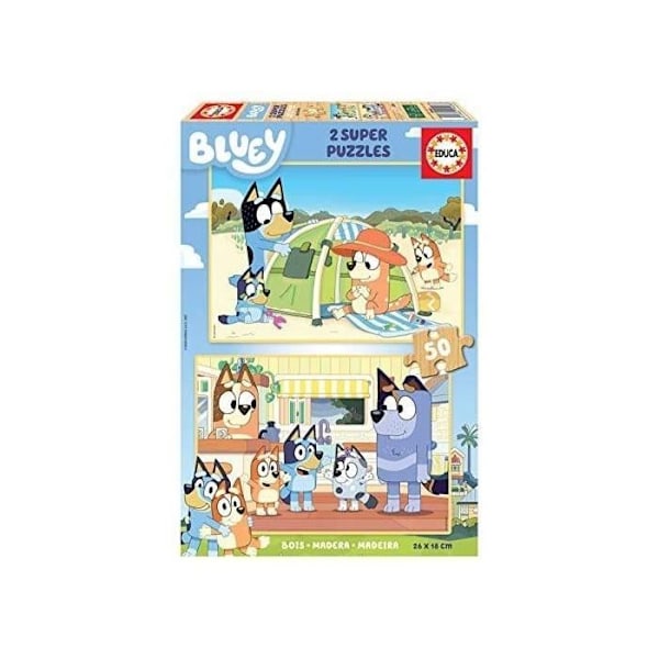 Bluey EDUCA træpuslespil - 50 brikker - Tegnefilm og tegneserier - For børn fra 4 år og derover Flerfärgad