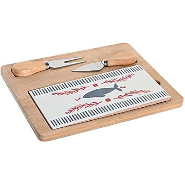 Alkupalasetti - DKD Home Decor - Sininen ja punainen - Kivitavara - 24,5 x 20 x 1,2 cm - Nykyaikainen muotoilu blått och rött