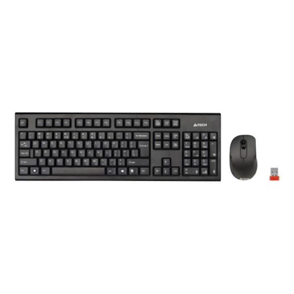 A4Tech 7100N PADLØS Trådløs desktop 2,4 GHz trådløst tastatur og mus sæt sort Sort