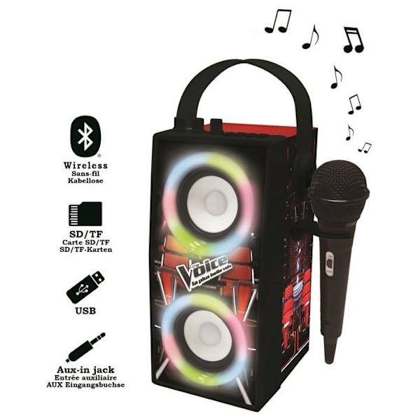 Trendy Bluetooth® bærbar højtaler med mikrofon og lys effekter The Voice Svart
