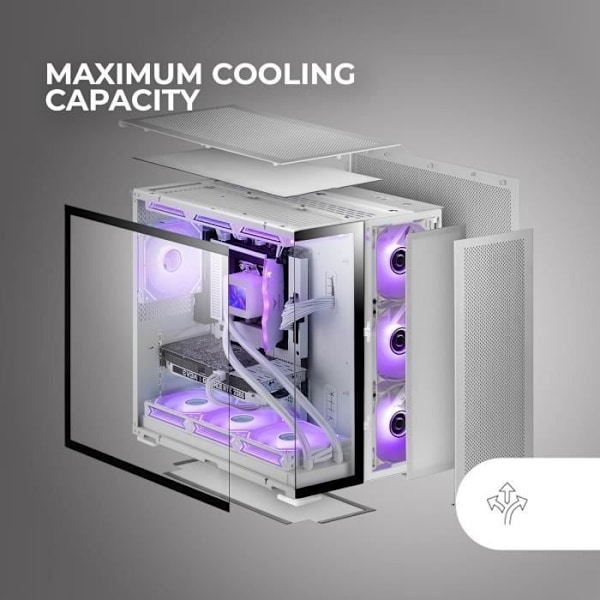 Gaming Kabinet - MARS GAMING - MC-NOVA2 - E-ATX - Dobbelt Hærdet Glas - Væskekøling