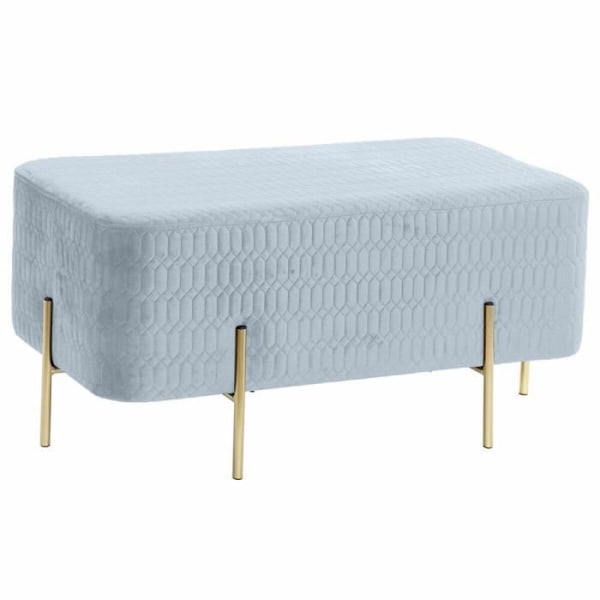 bænk guld metal polyester himmelblå svamp (91 x 46,5 x 42 cm)