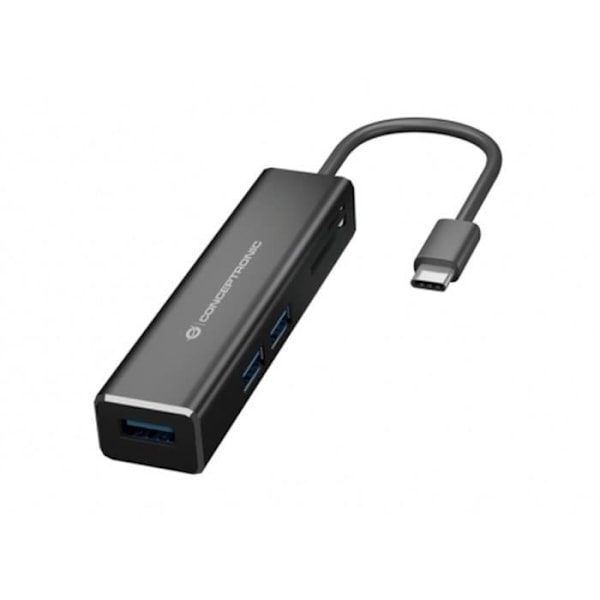 USB Hub - Conceptronic - DONN08B - 5 Porttia - USB 3.2 Gen 1 - Plug and Play - Musta