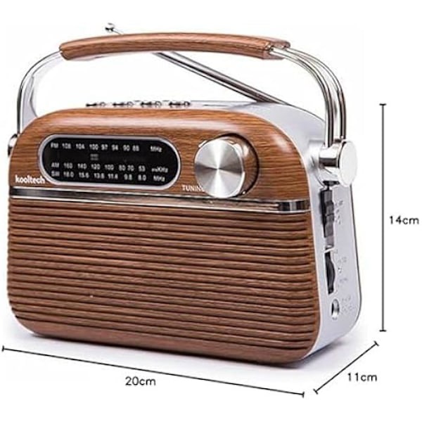 Bluetooth Bärbar Radio - KOOLTECH - Vintage - Trådlös - Bluetooth - Handsfree mångfärgad