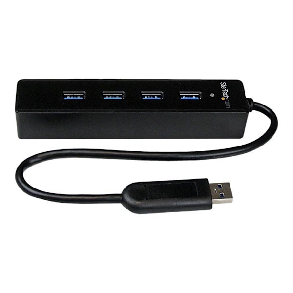 USB 3.0 Hub - StarTech.com - ST4300PBU3 - 4 porte - Indbygget kabel - Sort