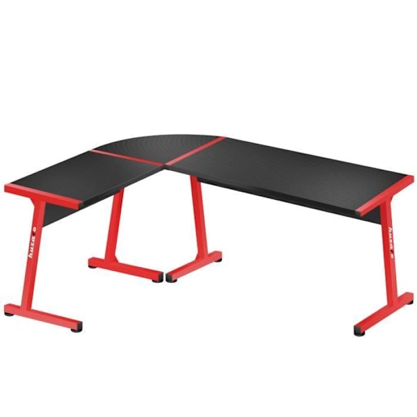 Bureau gaming HUZARO HERO 6.0 Rød Sort, Vinkelbord, 147×112cm, PC Gaming, Informatik, PC Bord, Ergonomisk, Carbon röd svart