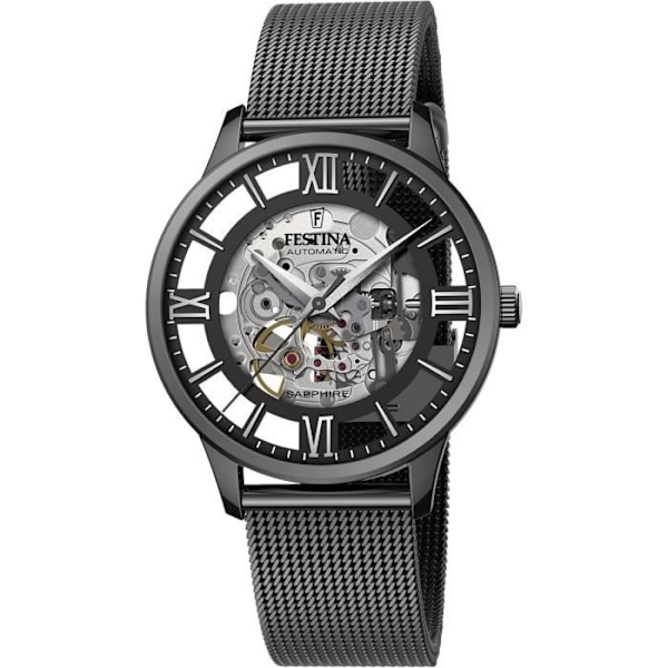 Herremontre - FESTINA - AUTOMATISK - Sort Stål - Rund - 41 mm Svart