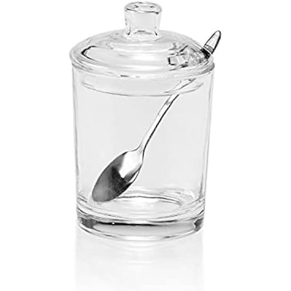 Lasinen sokerikulho - ANDREA HOUSE - Sylinterimäinen - Läpinäkyvä - Metallilusikalla - Pöytätarvike Transparent