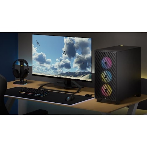 PC-kotelo - CORSAIR - 3000D RGB AIRFLOW - ATX Keskikoko - 3 AR120 RGB -tuuletinta - Musta