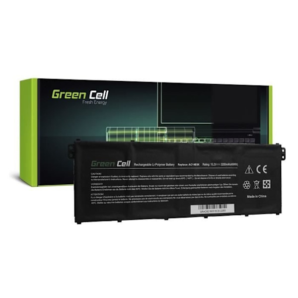 Batteri - Green Cell - AC14B3K AC14B8K - 3000mAh - 15V - Kompatibel med Acer Aspire 5/7