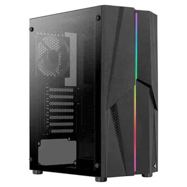 aerocool atx mid tower -kotelo aerocool mecha-g v1 rgb lasipaneelilla (musta) musta