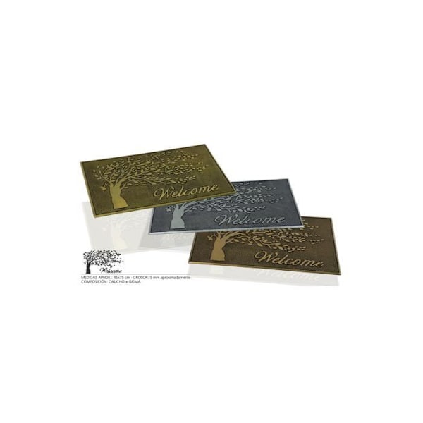 Dörrmatta - Hidalgo - Välkomstträd - Gummi - 75x45 cm - Assorterande färger Blandad