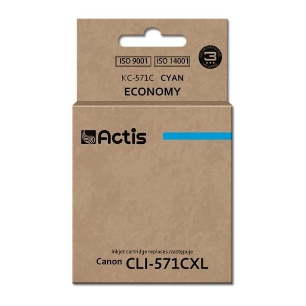 Generisk ACTIS blækpatron til Canon printer - KC-571C - Cyan - 12 ml