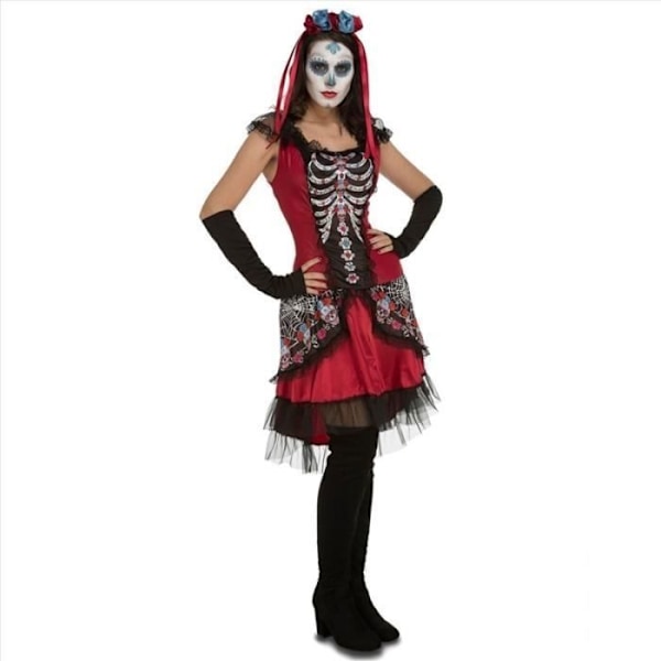 Sugar Skull -asu - VIVING - Koko M-L - Mekko, kampaus ja hihat - Monivärinen Flerfärgad