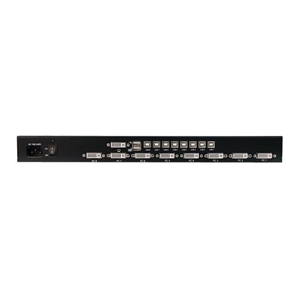 STARTECH 8-portars 1U rackmonterad USB DVI KVM-switch - 8 dator(er) - 1920 x 1200 - 10 x USB - 9 x DVI - 1U Svart