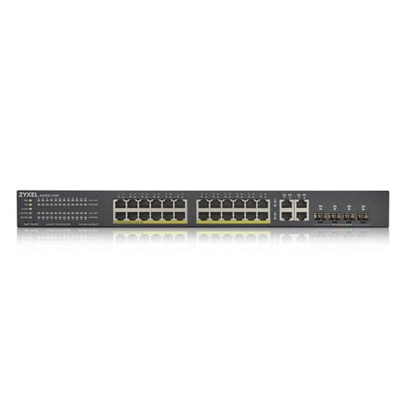 Zyxel GS1920-24HPv2 Smart Switch 24 x 10-100-1000 (PoE+) + 4 x Combo Gigabit SFP + 4 x 10-100-1000 asennettava…