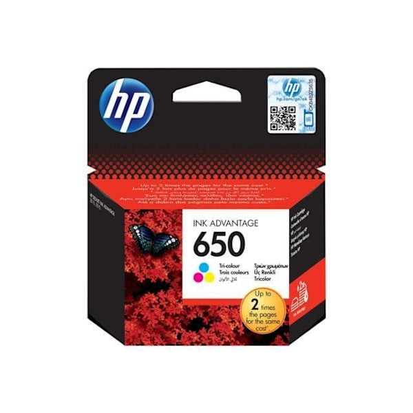 HP 650 blækpatron - Farve (vasket cyan, vasket magenta, vasket gul) - til Deskjet Ink Advantage