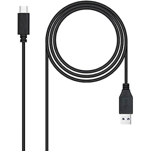 Nanokabel 10.01.4002 - USB 3.1-kabel, Gen2 10 Gbps 3A, Type USB-C/M-A-M/M, sort, 2 m