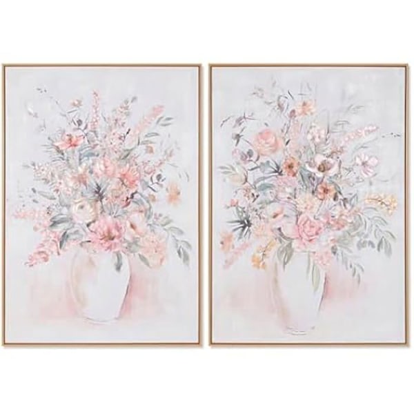Seinäkoristelu - HOME ESPRIT - Shabby Chic -maalaus - Monivärinen - 70 x 3,5 x 100 cm - 2 kpl Flerfärgad