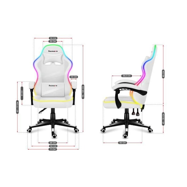 HUZARO Force 4.4 ergonomisk spelstol - Vit - Justerbar höjd - Svankstöd - Armstöd - Nackstöd Vit