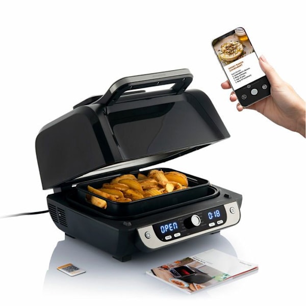 Air Fryer med grill, tilbehør og opskriftsbog InnovaGoods Air Fryer Fryinn 12-i-1 6000 Sort Stål 6 L 3400 W