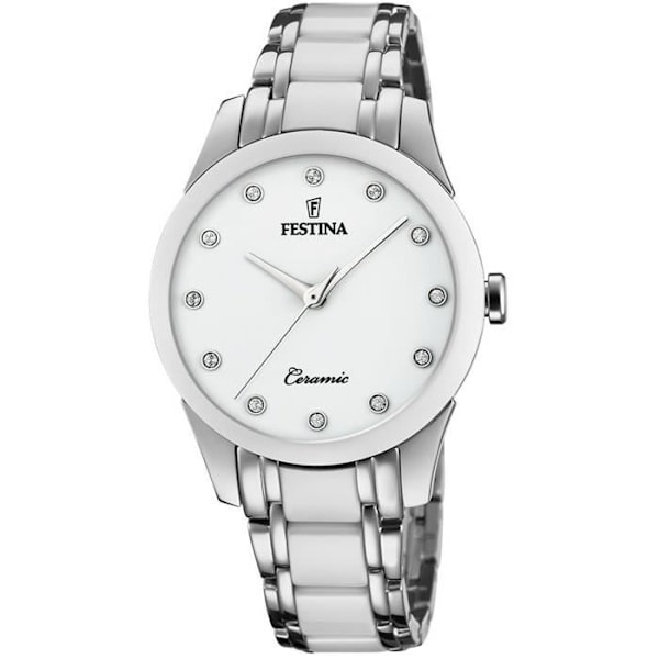Ur - Festina - 20499 - Analog - Rustfrit stål - Keramik og stål armbånd Silver, Vit