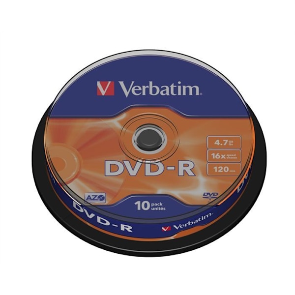 DVD-R VERBATIM 16x (10) - Kapasiteetti 4,7 Gt - Kara