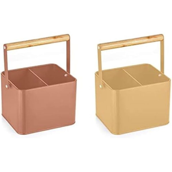 Bestick Organizer - DKD Heminredning - Standard - Gul - Metall och furu - 18x15,5x24 cm Gul